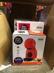 QUANTITY OF ITEMS TO INCLUDE DOLCE GUSTO DELONGHI NESCAFÉ INFINISSIMA POD CAPSULE COFFEE MACHINE, ESPRESSO, CAPPUCCINO AND MORE,1.2 LITERS, EDG260.R, RED & BLACK: LOCATION - SHUTTER TABLES