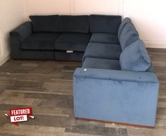 JOHN LEWIS SWOON  + RUBIK 5 SEATER CORNER SOFA LAKE BLUE VELVET RRP £2999: LOCATION - FRONT FLOOR(COLLECTION OR OPTIONAL DELIVERY AVAILABLE)