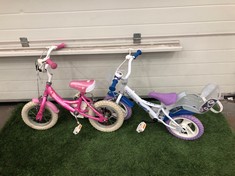 PROBIKE ANGEL KIDS’ BIKE, SMALL FRAME, 12.5” WHEELS. SINGLE SPEED, AGE 3 + KIDS DISNEY FROZEN 2 BIKE, 16” FRAME, 16” WHEELS, SINGLE SPEED WITH DOLLS SEAT: LOCATION - MIDDLE FLOOR(COLLECTION OR OPTION