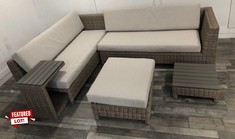 CHEVRON MODULAR CORNER SOFA RATTAN GREY FABRIC RRP £2899: LOCATION - FRONT FLOOR(COLLECTION OR OPTIONAL DELIVERY AVAILABLE)