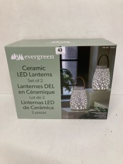 EVERGREEN CERAMIC LED LANTERNS SET OF 2