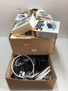 BOX OF ASSORTED CABLES INC. LOGIK LAPTOP POWER ADAPTER