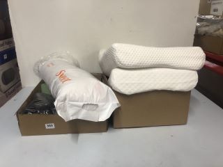 BOX OF ASSORTED ITEMS INC SUPER DREAMER SINGLE FITTED SHEET & ASSORTED PILLOWS