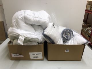 BOX OF ASSORTED BEDDING ITEMS INC PILLOWS