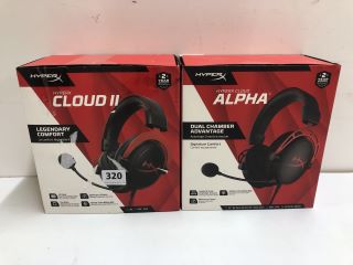 2 X ASSORTED HYPERX HEADSETS INC HYPERX CLOUD II GAMING HEADSET