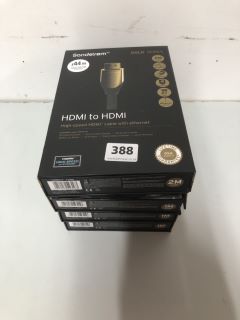 4 X SANDSTROM GOLD SERIES HDMI TO HDMI CABLE INC. 2M