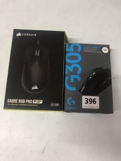 2 X ASSORTED COMPUTER MICE INC. CORSAIR SABRE RGB PRO ULTRA-LIGHTWEIGHT FPS/MOBA GAMING MOUSE