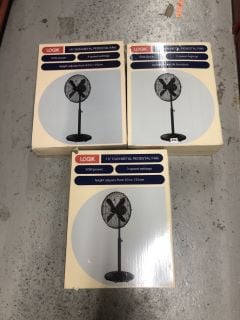 3 X LOGIK 16" GUN METAL PEDESTAL FANS