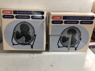 2 X LOGIK 14" HIGH-VELOCITY FLOOR FAN