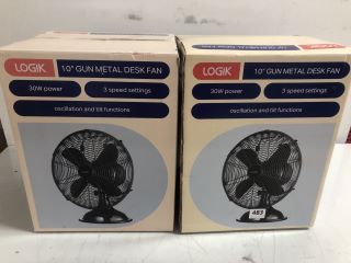 2 X LOGIK 10" GUN METAL DESK FAN