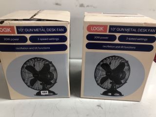 2 X LOGIK 10" GUN METAL DESK FAN