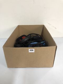 BOX OF ASSORTED GAMING HEADSETS