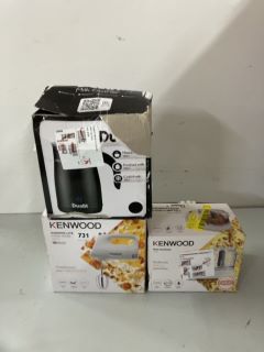 3 X ASSORTED ITEMS INC KENWOOD HANDMIX LITE HAND MIXER