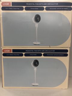 2 X LOGIK PEDESTAL FAN WITH AIR CIRCULATOR