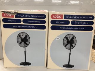 2 X LOGIK 16" GUN METAL PEDESTAL FAN