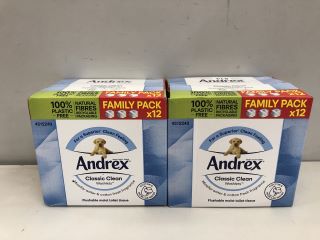 2 X ANDREX CLASSIC CLEAN WASHLETS MOIST TOILET TISSUE