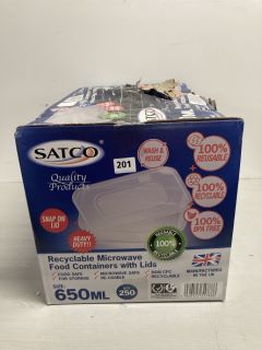 SATCO PACK OF 250 RECYCLABLE MICROWAVE FOOD CONTAINERS WITH LIDS