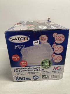 SATCO PACK OF 250 RECYCLABLE MICROWAVE FOOD CONTAINERS WITH LIDS