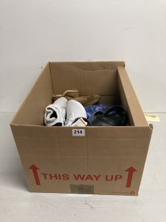 BOX OF ASSORTED FOOTWEAR IN DIFFERENT DESIGNS TO INCLUDE CROCS IN GREY