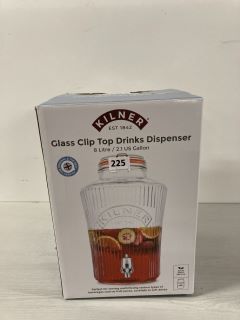 KILNER GLASS CLIP TOP DRINKS DISPENSER -8L