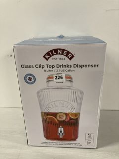 KILNER GLASS CLIP TOP DRINKS DISPENSER -8L