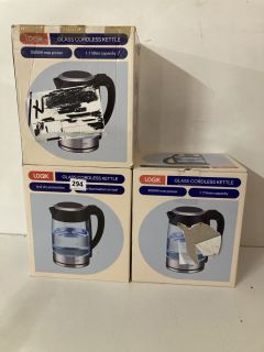 3X LOGIK GLASS CORDLESS KETTLE