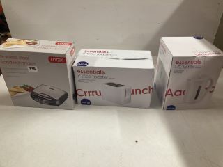 3X ASSORTED ITEMS INCL. LOGIK STAINLESS STEEL SANDWICH MAKER