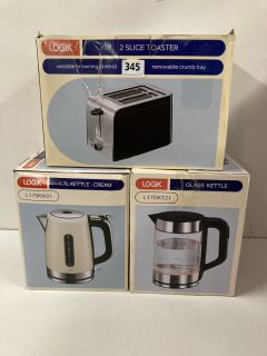 3X ASSORTED ITEMS INCL. LOGIK 2-SLICE TOASTER