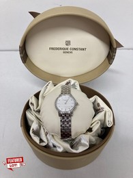 FREDERIQUE CONSTANT SLIMLINE 25MM LADIES WATCH - COMES WITH BOX & DIAMOND CERTIFICATE - MODEL NUMBER FC-200STDSD6B - RRP £1995