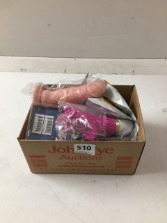 BOX OF ASSORTED ADULT SEX TOYS (18+ ID REQUIRED)