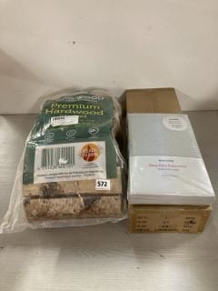 QTY OF ZERO WOOD PREMIUM HARDWOOD KILN DRIED & 2 X ASSORTED ITEMS TO INCLUDE WALL BRACKET & EVERYDAY 28CM DEEP FITTED SHEET