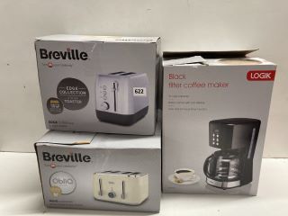 LOGIK BLACK FILTER COFFEE MAKER & 2X ASSORTED ITEMS INCL. BREVILLE 4 SLICE TOASTER