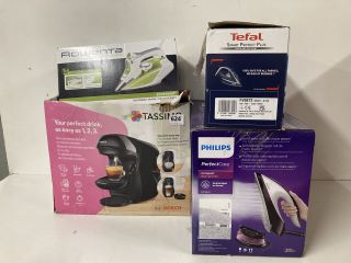 4X ASSORTED ITEMS INCL. ROWENTA ECO INTELLIGENCE IRON & BOSCH TASSIMO COFFEE MACHINE