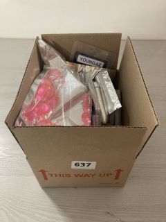 BOX OF ASSORTED ADULT SEX TOYS TO INCLUDE BULLET VIBRATOR MASSAGER (18+ ID REQUIRED)