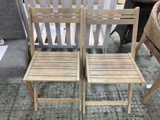 2 X JOHN LEWIS WOODEN FOLDING GARDEN CHAIRS