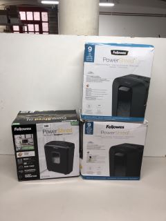 3 X FELLOWES SHREDDERS