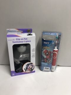 PRAM FAN AND A SPIDERMAN ELECTRIC TOOTHBRUSH