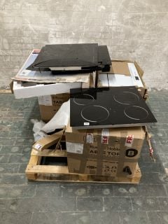 PALLET OF ASSORTED ITEMS TO INCLUDE RUSSELL HOBBS TABLE TOP FRIDGE (SMASHED,SALVAGE,SPARES)