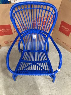 HABITAT WYATT RATTAN CHAIR BLUE