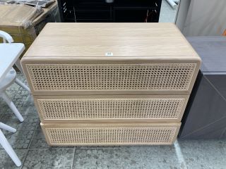 JOHN LEWIS 3-DRAWER RATTAN OAK CHEST