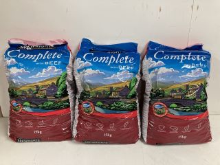 3 X ARKWRIGHTS COMPLETE WITH BEEF DOG FOOD 15KG PER BAG