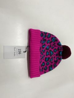 PAUL SMITH WOMENS HAT LEOPARD POM SIZE-0, 100% WOOL KNITTED -RRP £72