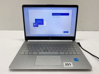 HP NOTEBOOK   14S-DQ2510SA 256GB LAPTOP IN SILVER: MODEL NO TPN-Q221 (UNIT ONLY(NO CHARGE UNIT)) (MISSING KEY FROM KEYBOARD). INTEL CORE I3-1115G4 @ 3.00GHZ, 4GB RAM,   [JPTN40867]