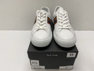 PAUL SMITH MENS SHOE HANSEN WHITE ARTIST STRIPE,90% CALF LEATHER 10% POLYESTER/RUBBER SOLE,SIZE 11