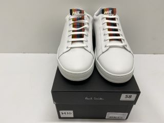 PAUL SMITH MENS SHOE HASSLER WHITE ARTIST STRP TNG,100% CALF LEATHER UPPER/RUBBER SOLE,SIZE 11