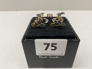 PAUL SMITH MEN CUFFLINK RABBIT ON BIKE,70% COPPER 30% ZINC WITH 100% ENAMEL PLATED,RRP:£102