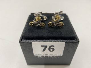 PAUL SMITH MEN CUFFLINK RABBIT ON BIKE,70% COPPER 30% ZINC WITH 100% ENAMEL PLATED,RRP:£102