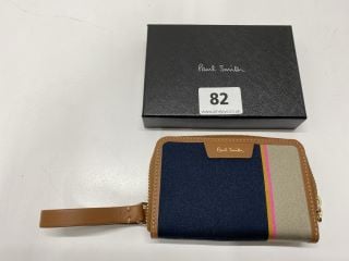 PAUL SMITH WOMEN PURSE ZIP STRIPE,100% COTTON WITH CALF LEATHER TRIM,RRP:£128