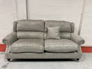 PARKER KNOLL OAKHAM LARGE 2 SEATER SOFA IN SILVER FLORAL PATTERN FABRIC, RRP £959