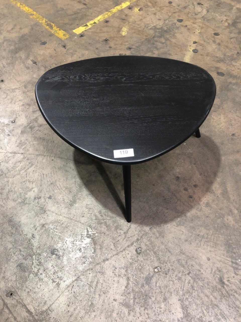 BLACK COLOURED OVAL COFFEE TABLE, H- 40CM W- 67CM D- 50CM